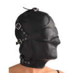 Asylum Leather Hood with Removable Blindfold and Muzzle